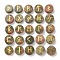 Brass Elder Futhark Alphabet Engraved Symbol Flat Round Natural Unakite Rune Stones, for Chakras Balancing, Crystal Therapy, Meditation, Divination, 16.5~17.5x6~7mm, 25pcs/set