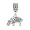 Rack Plating Brass European Dangle Charms, Animal Large Hole Pendants, Lead Free & Cadmium Free, Elephant, 24.5mm, Hole: 4.5mm