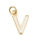Rack Plating Brass Pendants, with Enamel and Jump Ring, Cadmium Free & Lead Free, Long-Lasting Plated, Real 18K Gold Plated, Letter, Letter V, 12x8.5x1mm, Hole: 2.5mm