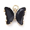 Brass Micro Pave Clear Cubic Zirconia Pendant, with Glass, Butterfly, Golden, Black, 15x19x4.5mm, Hole: 3.5mm