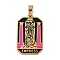 Ion Plating(IP) 304 Stainless Steel Enamel Pendants, Real 18K Gold Plated, Tarot Charm, Queen, 32x19.5x2mm, Hole: 7.5x4mm