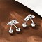 Cherry Brass Stud Earrings, Rack Plating, Long-Lasting Plated, Lead Free & Cadmium Free, Platinum, 16x13.5mm