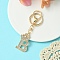 Golden Alloy Rhinestone Keychain, with Alloy Clasp and Iron Rings, Letter B, 10cm, Pendant: 41mm