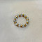 201 Stainless Steel with Natural Moonstone Round Beaded Stretch Finger Rings, Golden, Inner Diameter: 17mm