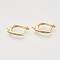 Brass Micro Pave Cubic Zirconia Hoop Earring Findings with Latch Back Closure, Nickel Free, with Horizontal Loop, Real 18K Gold Plated, Horse Eye, 17.5x2.5x12.5mm, Hole: 1.5mm, Pin: 1mm