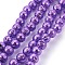 Electroplated Natural Lava Rock Bead Strands, Round, Dark Orchid, 8~9mm, Hole: 1.2mm, about 47pcs/strand, 15.7 inch(40cm)