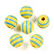Easter Theme Printed Wood Beads, Round, Yellow, 14.5~15x15.5~16.5mm, Hole: 4~4.5mm