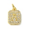 Rack Plating Brass Micro Pave Clear Cubic Zirconia Charms, Long-Lasting Plated, Lead Free & Cadmium Free, Rectangle with Letter Pattern, with Jump Ring, Real 18K Gold Plated, Letter A, 14x9.5x2mm, Hole: 3mm
