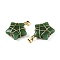 Lampwork Pendants, Copper Wire Wrapped Star Charm, Golden, Green, 22.5x19.5x8mm, Hole: 2.5~4x6mm