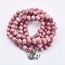 Natural Rhodochrosite Wrap Bracelets, with Alloy Finding, Om Symbol and Tree of Life, 36.22 inch~39.37 inch(92~100cm)