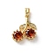 Brass Micro Pave Cubic Zirconia Pendants, Cherry, Golden, 19.5x15.5x4.5mm, Hole: 2.5x4mm
