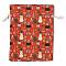 Christmas Theme Cloth Printed Storage Bags, Drawstring Bags, Rectangle, Red, 20x15x0.4cm