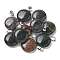 Natural Indian Agate Pendants, with 201 Stainless Steel Finding, Flat Round, 24x20x7mm, Hole: 4x7mm