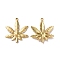 Ion Plating(IP) 304 Stainless Steel Pendants, Leaf Shape Charm, Golden, 35.5x30x3.5mm, Hole: 1.8mm
