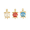Brass Micro Pave Cubic Zirconia Pendants, with Enamel, Sea Turtle Charms, Rack Plating, Long-Lasting Plated, Cadmium Free & Lead Free, Real 18K Gold Plated, Mixed Color, 21x13x3.5mm, Hole: 1.6mm