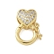 Brass Micro Pave Clear Cubic Zirconia Twister Clasps, Rack Plating, Cadmium Free & Lead Free, Long-Lasting Plated, Real 18K Gold Plated, Heart, 14.5x11x5mm, Hole: 5.5mm