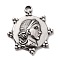 Non-Tarnish 304 Stainless Steel Charms, Textured, Sun with Human, Stainless Steel Color, 23x20x3mm, Hole: 2.2mm