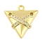 Cross Theme Real 18K Gold Plated Brass Micro Pave Clear Cubic Zirconia Pendants, Triangle, 17x17x3mm, Hole: 1.6mm
