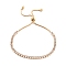 Brass Pave Clear Cubic Zirconia Horse Eye Box Chain Slider Bracelets, Nickle Free, Long-Lasting Plated, Golden, 10-1/4 inch(26cm), link: 2x4mm