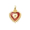 Brass Micro Pave Cubic Zirconia Pendants, Heart with Evil Eye, with Enamel, Real 18K Gold Plated, Red, 25.5x20.5x4mm, Hole: 5x3mm