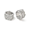 Brass Micro Pave Clear Cubic Zirconia Beads, Column, Large Hole Beads, Rack Plating, Long-Lasting Plated, Lead Free & Cadmium Free, Platinum, 12x7mm, Hole: 8.5mm