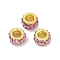 Alloy Rhinestone Clay Pave Beads, Rondelle, Pale Violet Red, 11.5x6.5mm, Hole: 5mm