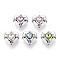 Tibetan Style Alloy Beads, Heart, with Rhinestone, Antique Silver, Mixed Color, 13.5x15x8mm, Hole: 1mm