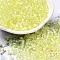Transparent Glass Round Seed Beads, Inside Colours, Round, Champagne Yellow, 6/0, 4x3mm, Hole: 1.2mm, about 161pcs/10g