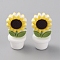 Sunflower Flowerpot Food Grade Eco-Friendly Silicone Beads, White, 30x15x14mm, Hole: 2mm