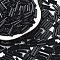 Opaque Glass Bugle Beads, Black, 9x2.5mm, Hole: 0.5mm, about 6500pcs/bag