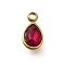 304 Stainless Steel Pendants, with Rhinestone, Real 18K Gold Plated, Ion Plating(IP), Teardrop, Fuchsia, 10.5x5.5x0.5mm, Hole: 1.8mm