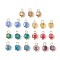 21Pcs Glass Charms, Cube, with Golden Brass Ball Head Pins, Faceted, Mixed Color, 10x6x6mm, Hole: 2mm