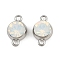 Brass Pave Cubic Zirconia Connector Charms, Flat Round Links, Platinum, Clear, 12.5x8x5mm, Hole: 1.4mm