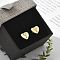 Rack Plating Brass Micro Pave Clear Cubic Zirconia Stud Earrings, Heart, Letter Y, 8.5x9.5mm