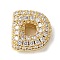 Brass Micro Pave Cubic Zirconia Beads, Letter, Rack Plating, Long-Lasting Plated, Real 18K Gold Plated, Letter D, 10.5x9.5x4.5mm, Hole: 3x2mm