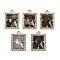 Natural Labradorite Faceted Rectangle Pendants, Rack Plating Brass Micro Pave Cubic Zirconia Charms, Golden, 15.5x11.5x4.5mm, Hole: 1.4mm
