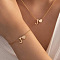 Heart Brass Pendant Necklaces & Charm Bracelets Sets, Golden, Letter J, 400mm