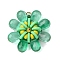 Glass & Polymer Clay Pendants, Flower, with 304 Stainless Steel Jump Rings, Real 18K Gold Plated, Medium Aquamarine, 26x10mm