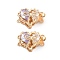 Brass Glass Box Clasps, Heart, 2-Strand, 4-Hole, Real 18K Gold Plated, Lilac, 12.5x18x9mm, Hole: 1~1.2mm