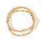2Pcs Fashionable Brass & Seed Beads Beaded Stretch Bracelet Sets for Women, Golden, 6-7/8 inch(17.5cm)