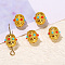 Brass Beads, with Glass Findings, Light Sky Blue, 10x9mm