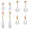4 Pairs 4 Style ABS Imitation Pearl Teardrop Clip-on Earrings, Cuff Earrings, Non Piercing Drop Earrings, Golden, 28~63x9~13mm, 1 Pair/style
