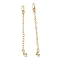 Brass Enamel ABS Imtation Pearl End with Chain, Flat Round, Golden, Turquoise, 73mm