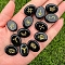 Oval Natural Obsidian Rune Stones, Healing Stones for Chakras Balancing, Crystal Therapy, Meditation, Reiki, Divination, 20x15mm, 13pcs/set