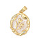 Brass Micro Pave Cubic Zirconia Pendants, with  Enamel, Flower Charms, Rack Plating, Lasting Plated, Cadmium Free & Lead Free, Linen, 19x13.5x2mm, Hole: 4x2.5mm