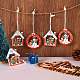 クリスマスの木製の装飾品セット  装飾品をぶら下げている12個の木製ペンダントキット  クリスマスツリーのドアやパーティーギフトの装飾に  家とフラットラウンド  ミックスカラー  132x132mm JX057A-3