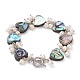 Heart Natural Abalone Shell/Paua Shell Beaded Bracelets BJEW-JB05776-01-1