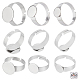 Beebeecraft 30Pcs 3 Size Ring Blanks 17mm Adjustable Ring Base Blank with Oval Flat Base Ring Trays for DIY Rings Making Crafts (Silver Color) STAS-BBC0001-32-1