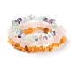 Chips ambre naturel et fluorite et quartz rose ensembles de bracelets extensibles avec perles BJEW-JB05332-02-1