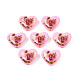 Flower Printed Opaque Acrylic Heart Beads SACR-S305-28-H03-1